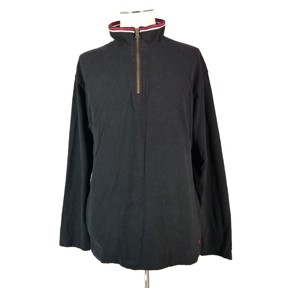 Polo Ralph Lauren Sleepwear Men Large Black Lounge Shirt 1/4 Zip Cotton Knit L